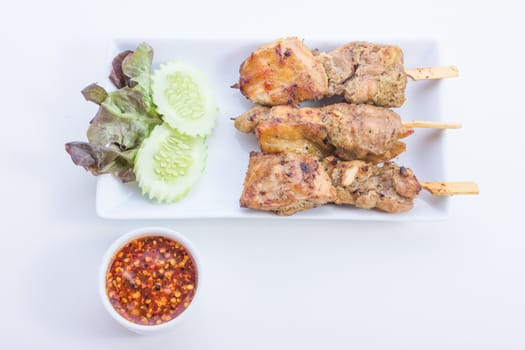 Grilled chicken skewers is food thailand