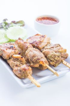 Grilled chicken skewers is food thailand