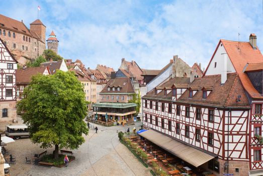 View of Kaiserburg castle and Nuremberg old town in Franconia, Bavaria, Germany.