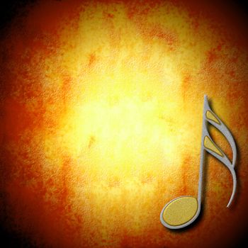 music background silver and gold note on grunge background blank