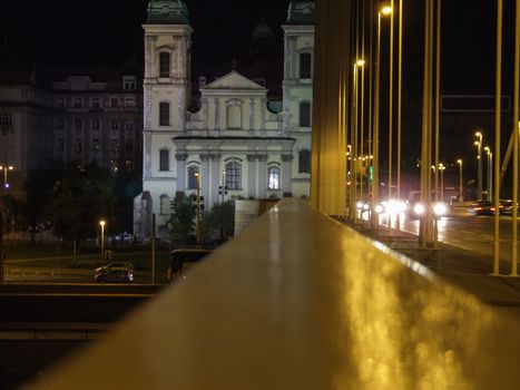 Night view of Budapest river with night lights