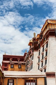 Exterior of Potala Palace in Tibet during a sunny day