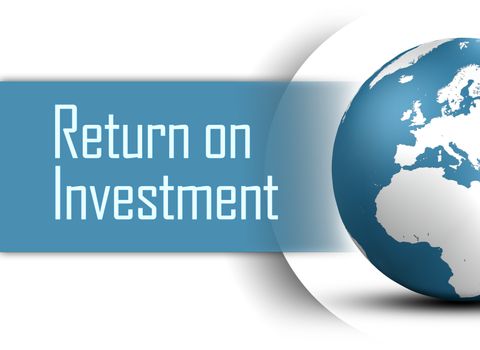 Return on Investment concept with globe on white background