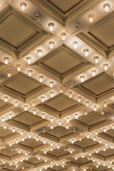 Old Historic Broadway Theater Marquee Ceiling Blinking Lights Vertical