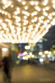 Old Historic Theater Marquee Ceiling with Blurred Defocused Bokeh Blinking Lights on Broadway Portland Oregon Downtown