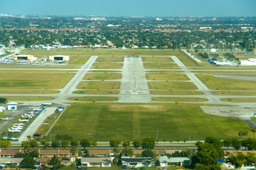 Aerial view of North Perry Airport in Miami, Florida, USA.