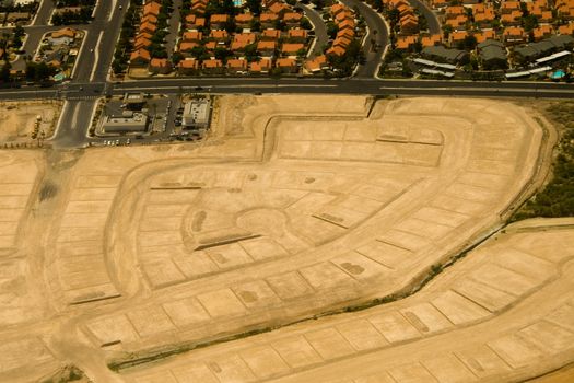 An aerial view of a prepared construction site,An aerial view of a prepared construction site.