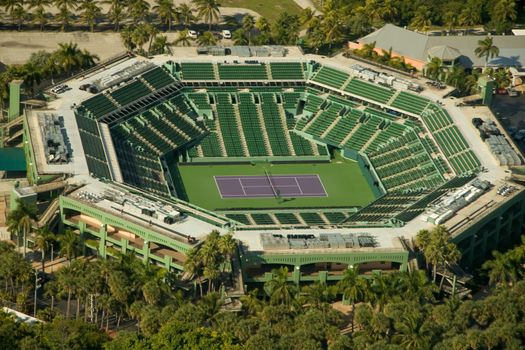 Aerial view of a tennis court at Crandon Park, Key Biscayne, Miami, Miami-Dade County, Florida, USA