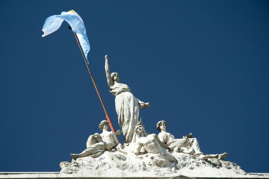 Statues on the top of a building, Microcentro, Buenos Aires, Argentina