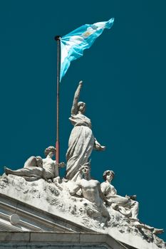 Statues on the top of a building, Microcentro, Buenos Aires, Argentina