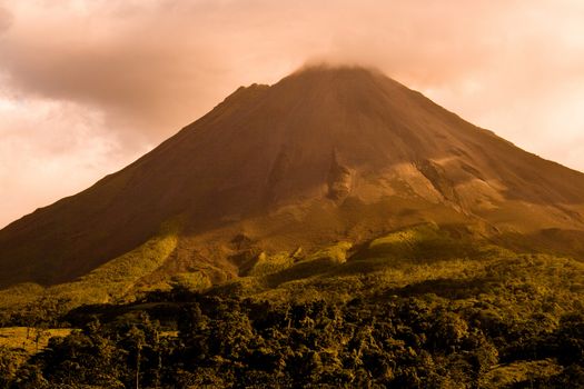 Arenal volcano at dusk, Costa Rica