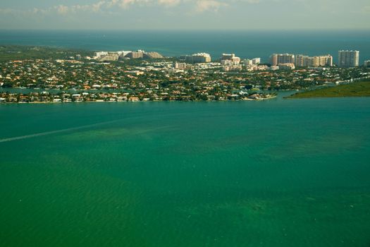 Aerial view of the Atlantic Ocean, Miami, Florida, USA
