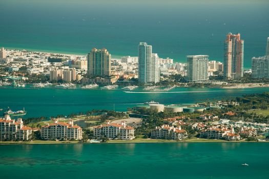 Aerial view of the Atlantic Ocean, Miami, Florida, USA