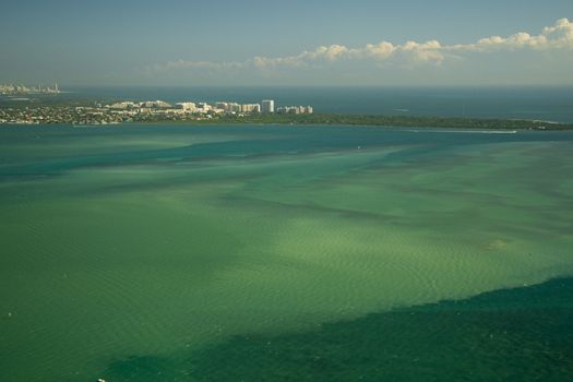 Aerial view of the Atlantic ocean, Miami, Florida, USA