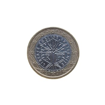 French One Euro coin isolated over a white background