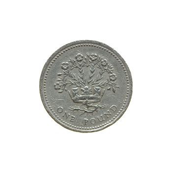 One Pound coin isolated over a white background