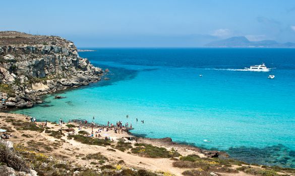 the wonderful beach in Favignana island.Sicily, Italy, Aegadian
