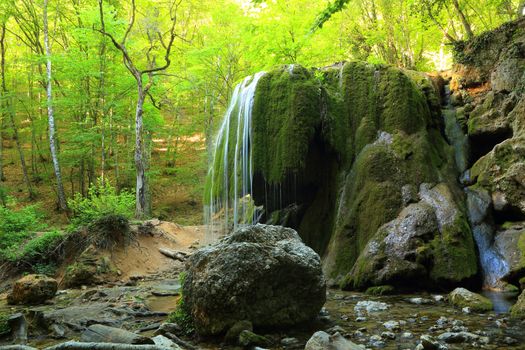 Waterfall Silver Jets, Grand Canyon of Crimea, Crimea, Ukraine.