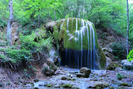 Waterfall Silver Jets, Grand Canyon of Crimea, Crimea, Ukraine.