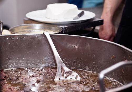 spleen cooking at Palermo. typical Sicilian food