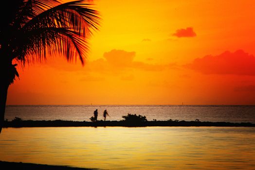 Sunset over the beach, Key West, Monroe County, Florida, USA