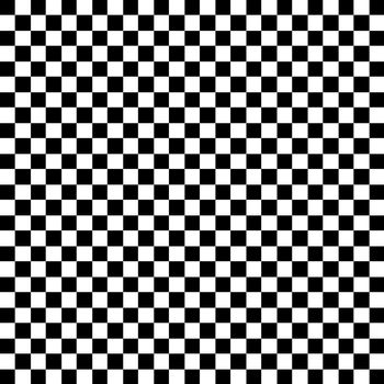 Black and white check pattern background.