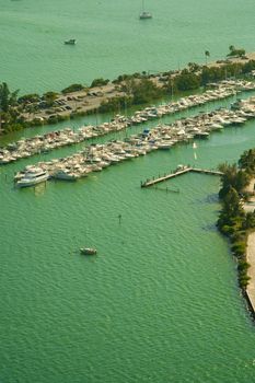 Aerial view of boats docked at a marina, Miami, Miami-Dade County, Florida, USA