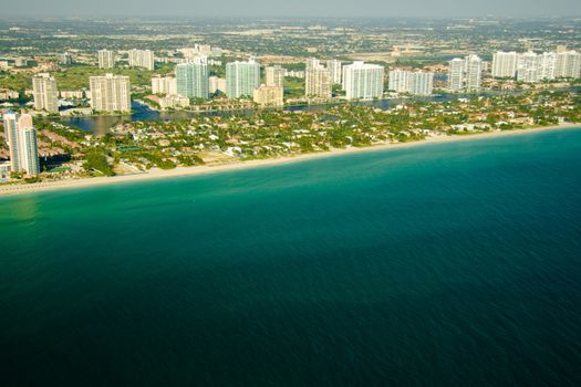 Aerial view of a city at the waterfront, Miami, Miami-Dade County, Florida, USA
