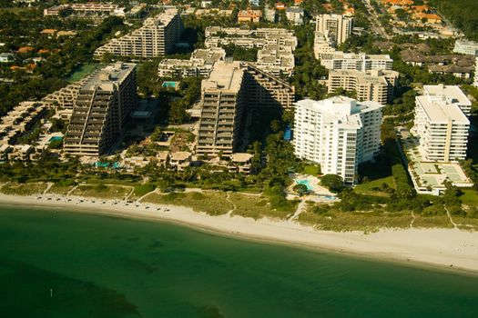 Aerial view of buildings in a city, Miami, Florida, USA