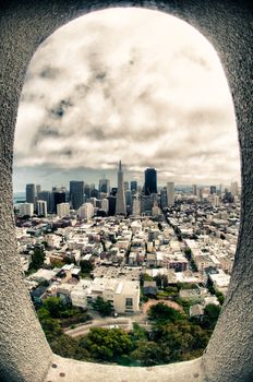 City view from Coit Tower at Telegraph Hill in San Francisco, California.