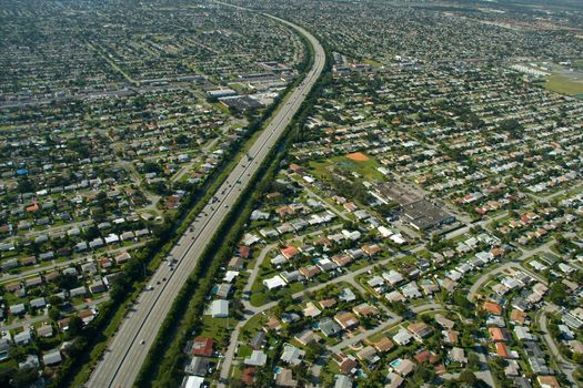 Aerial view of buildings in a city, Miami, Miami-Dade County, Florida, USA