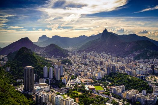 Aerial view of a city on a hill, Rio De Janeiro, Brazil