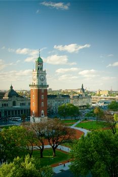 High angle view of Torre Monumental, Plaza Libertador General San Martin, Retiro, Buenos Aires, Argentina