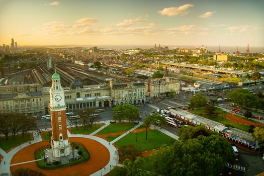 High angle view of Torre Monumental, Plaza Libertador General San Martin, Retiro, Buenos Aires, Argentina