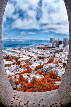 A view from the Coit Tower at Telegraph Hill, in San Francisco, CA, USA.