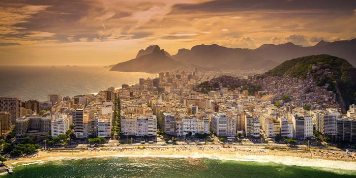 Buildings at the waterfront, Copacabana Beach, Rio de Janeiro, Brazil