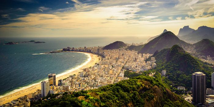 Buildings at the waterfront, Copacabana Beach, Rio de Janeiro, Brazil