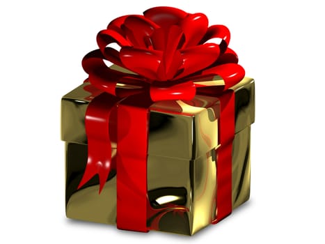 3d illustration of a holiday gift in golden packing