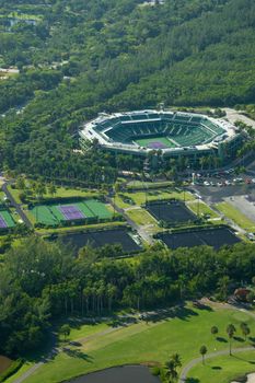Aerial view of Crandon Park Tennis Center, Key Biscayne, Florida, U.S.A.