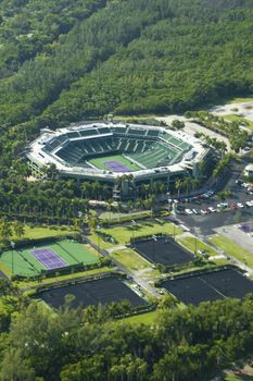 Aerial view of Crandon Park Tennis Center, Key Biscayne, Florida, U.S.A.
