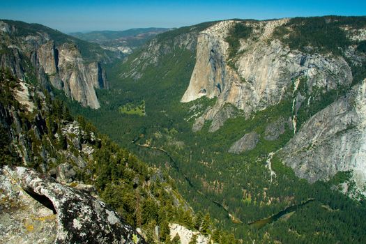 High angle view of a valley, El Capitan, Yosemite Valley, Yosemite National Park, California, USA