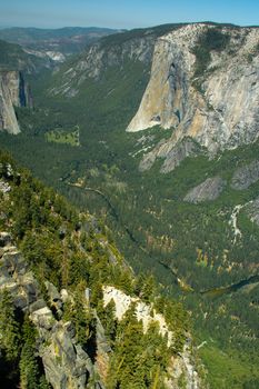 High angle view of a valley, El Capitan, Yosemite Valley, Yosemite National Park, California, USA