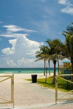 Gate at the entrance of a beach, Miami, Miami-Dade County, Florida, USA