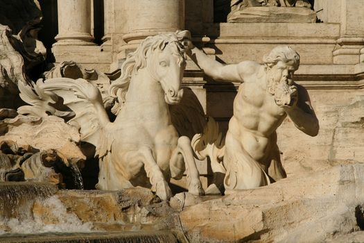 Details of statues at the Fontana di Trevi  (Trevi Fountain), Rome, Lazio, Italy