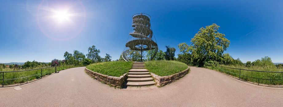 Panorama of the Killesberg tower at the old Stuttgart Trade Fair