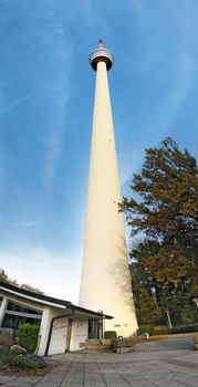 STUTTGART, GERMANY - OKTOBER 19: Exterior view of the landmark "Fernsehturm" TV and Radio Tower of Stuttgart on Oktober 19, 2008, Germany. The tower was closed in 2013 because of fire prevention lacks.