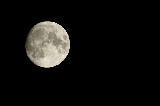 Full moon against the black night sky