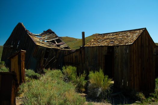 Abandoned building in ghost town, Bodie Ghost Town, Bodie State Historic Park, Mono County, California, USA