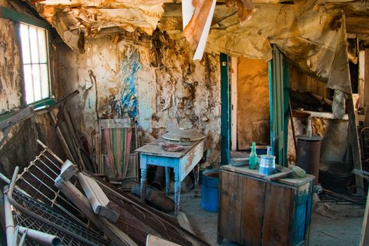 An old abandoned ghost town house in Bodie State Historic Park in California.