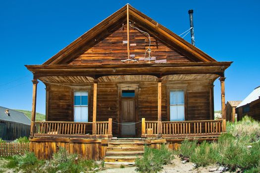 Exterior of old building in gold mining ghost town, Bodie Historic State Park, California, U.S.A.